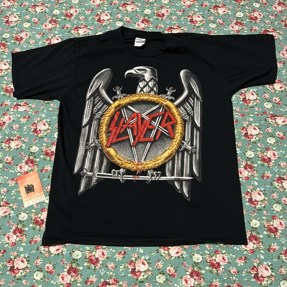 SLAYER t-shirt w/ Decade of Aggression Tour 1991 pass & SLAYER pin! Slayer lot!! - Picture 3 of 10